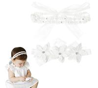 DOKRIN Diademas de moda para niña, diademas bebe 2 diademas para bebé, de encaje, elásticas, para recién nacidos (blancas)