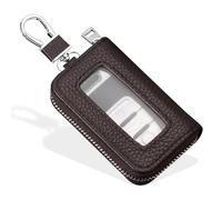 DOKRIN Estuches de llaves para hombre 1 funda de cuero para llaves de coche, funda para mando a distancia con ventana transparente, llavero para coche con gancho metálico y cremallera, unisex
