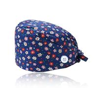 DOKRIN Gorros de enfermería, gorro quirofano mujer Gorro quirúrgico con botón ajustable, estampado, reutilizable, unisex (azul)