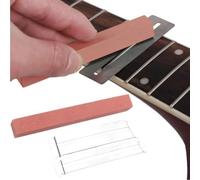 DOKRIN Limpieza y cuidado de guitarras y bajos, 1 piedra de afilar roja + 2 cuñas dobladas piedra de pulido para guitarra protector de diapasón herramienta de pulido niveladora