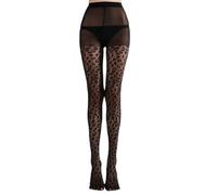 DOKRIN Medias para mujer,Medias finas negras veraniegas con estampado de leopardo para estilizar las piernas