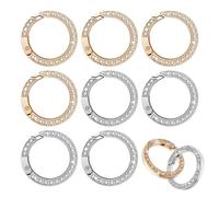 DOKRIN Mosquetón redondo de 8 piezas con diamantes de imitación, clip para bolso plateado y dorado, llavero con anilla, accesorio para bricolaje, bolso decorativo, correa para mochila, equipaje