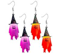 DOKRIN Pendientes para mujer,2 pares de pendientes colgantes de sombrero de mago fantasma para Halloween.