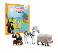 DOKTOR FUN 3 Figuras de Animales de Juguete - Descubre África - Miniaturas del Mono, Cebra e Hipopótamo - Incluye Libro Ilustrado con 3 Historias y Curiosidades Niños de 3 Años o Más