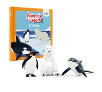 DOKTOR FUN 3 Figuras de Animales de Juguete - Descubre el Ártico - Miniaturas del Pingüino Oso Polar y la Ballena - Libro Ilustrado con 3 Historias y Curiosidades - Material Niños de 3 Años o Más