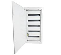 Doktorvolt Caja de distribución empotrada, caja de fusibles, armario de distribución, carcasa de metal, distribuidor empotrado, 90 módulos, 5 filas con puerta, color blanco