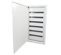 Doktorvolt Caja de distribución empotrada, caja de fusibles, armario de distribución, carcasa de metal, distribuidor empotrado, 144 módulos, 6 filas con puerta, color blanco, IP30 IK07 para