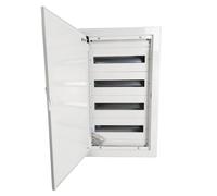 Doktorvolt Caja de distribución empotrada, caja de fusibles, armario de distribución, carcasa de metal, distribuidor empotrado, 72 módulos, 4 filas con puerta, color blanco, IP30 IK07 para instalación