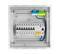 Doktorvolt Caja de fusibles empotrada, 1 fila, 12 módulos, caja de distribución cableada con 8 MCB, 1 RCCB VDE, IP40, armario de distribución Hager, 356 x 348 x 98 mm, para casa, garaje y taller