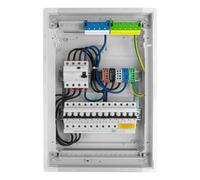 Doktorvolt Caja de fusibles empotrada, 2 filas, 24 módulos, caja de distribución con 8 x MCB, 1 x RCCB Saltek Protección contra sobretensiones VDE, certificado IP40, armario de distribución Hager, 505