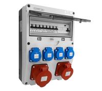 Doktorvolt Distribuidor de corriente para construcción, distribuidor de pared, distribuidor de enchufes TGD-S/FI 32 A/16 A, 4 x 230 V