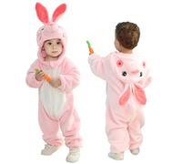Doladola Bebé Mono de Animales Capucha, Infantil Pijama Cálido de Dibujos, Niño Niña Mameluco Suave y Lindo para Halloween (3-4 años, Conejo)