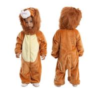 Doladola Bebé Mono de Animales Capucha, Infantil Pijama Cálido de Dibujos, Niño Niña Mameluco Suave y Lindo para Halloween (12-18 Meses, León)