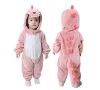 Doladola Bebé Mono de Animales Capucha, Infantil Pijama Cálido de Dibujos, Niño Niña Mameluco Suave y Lindo para Halloween (2-3 años, Dinosaurio rosa)