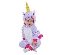 Doladola Franela de para bebé Animal de Dibujos Animados Unicornio con Capucha Mameluco Pantalones de Peto para bebés niñaMonos para bebés niño（ 4-5 meses, Unicornio Morado