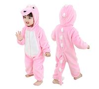 Doladola Mameluco de bebé Monos de Franela de Animale Traje de Animales Ropa con Capucha Cálido Lindo Pijama (12-18 Meses, Dinosaurio Rosa)