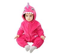 Doladola Mameluco para bebé Animal de Unicornio con Capucha Monos Pantalones de Peto para niña Ropa de Franela para niño （ 4-5 meses, Tiburón rosa