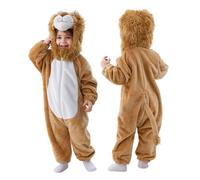 Doladola Mamelucos con Capucha para Bebé Mono para Niño Niña Pelele disfraz de Halloween para niños pequeños(León beige, Edades 18-24 meses)