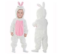 Doladola Mamelucos con Capucha para Bebé Mono para Niño Niña Pelele disfraz de Halloween para niños pequeños(Conejo blanco, Edades 3-4 años)