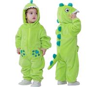 Doladola Mono con Capucha Animales Bebé pijama para lindo Niños y Niñas Traje de Franela Cálido Ropa Infantil Suave y Cómoda(6-12 Meses,Dinosaurio verde esmeralda)
