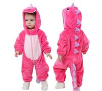Doladola Mono con Capucha Animales Bebé pijama para lindo Niños y Niñas Traje de Franela Cálido Ropa Infantil Suave y Cómoda(12-18 Meses, Dinosaurio Rosas)