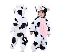 Doladola mono con capucha de animales para bebés niños y niñas Ropa cálida y linda disfraz de Halloween Infantil Pijama Mameluco （Vaca，2-3 años）