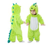 Doladola mono con capucha de animales para bebés niños y niñas Ropa cálida y linda disfraz de Halloween Infantil Pijama Mameluco （Dinosaurios verdes，12-18 meses）