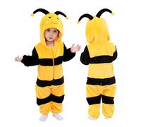 Doladola mono con capucha de animales para bebés niños y niñas Ropa cálida y linda disfraz de Halloween Infantil Pijama Mameluco （Abejas，3-6 meses）