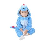 Doladola Mono de bebé con Capucha para bebés mameluco de Animal para niños y niñas Disfraz de Halloween para Infantil (Dinosaurio azul, Edades 4-5 años)