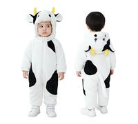 Doladola Mono de bebé con Capucha para bebés mameluco de Animal para niños y niñas Disfraz de Halloween para Infantil(Vacas blanco negro, Edades 3 meses)