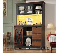 Dolamaní Armario alto moderno, armario de cocina, armario buffet, con iluminación LED y control de aplicación, cajón y puerta corredera, estantes ajustables, 104 × 40 × 180 cm, para cocina, salón