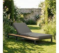 Dolamaní Isla de sol para 1 persona con estantes laterales izquierdos, tumbona para exteriores con ángulo de respaldo ajustable, cama de relax para patio exterior, 184 x 79,5 x 73 cm (gris, lado