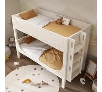 Dolamaní Litera separable de 90 x 200 cm para 2 niños, diseño en forma de trineo, escalera flexible en la cabecera o los pies, cuna de madera para niños y niñas (sin colchón) (blanco A)