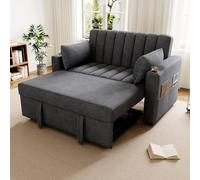 Dolamaní Sofá cama doble, sofá cama con función de dormir, sofá multifunción con respaldo ajustable, soporte para bebidas y cojines para salón, dormitorio, apartamento (gris)