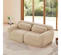 Dolamaní Sofá de 2 plazas con cojín, sin montaje, diseño modular sin marco, base antideslizante, espuma de alta elasticidad, tela de felpa para salón, dormitorio, estudio (color caqui claro)