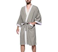Dolamen Albornoz para Hombre y Mujer, Suave y Ligero Algodón Camisón, Robe Albornoz Dama de Honor Ropa de Dormir Pijama, para SPA Hotel Sauna (X-Large/EU L, Gris II)