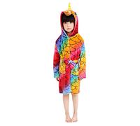 Dolamen Albornoz para Niños Niña Capucha, Dibujos Kigurumi Lana de Coral Camisón Albornoz Dama de Honor Ropa de Dormir Pijama SPA Hotel (130 para la Altura 120-130 cm (47"-51"), Redfish)