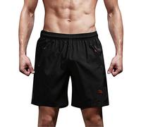 Dolamen Bañador de Natación Boxer para Hombre, Hombre Bañador Traje de Baño Pantalones Cortos Playa Piscina, con cordón Ajustable Dentro & Bolsillos con Cremallera, tamaño Plus (9XL, Negro)
