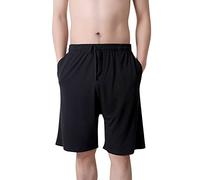 Dolamen Hombre Pantalones de Pijama Algodón Modal, Pantalones Boxeador Cortos Trunk Shorts Ropa de Dormir Cintura elástica Ajustable y Bolsillos para Dormir Tiempo Libre (XXX-Large, Negro)
