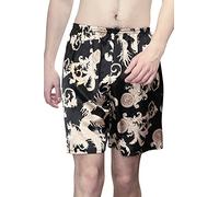 Dolamen Hombre Pantalones de Pijama, Pack Doble Pantalones Boxeador Cortos Trunk Shorts Ropa de Dormir in Satín con Cintura elástica, Dormir y Tiempo Libre (XX-Large, Negro Continuar)