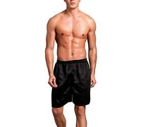 Dolamen Hombre Pantalones de Pijama, Pack Doble Pantalones Boxeador Cortos Trunk Shorts Ropa de Dormir in Satín con Cintura elástica, Dormir y Tiempo Libre (Large, Negro)