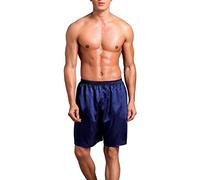 Dolamen Hombre Pantalones de Pijama, Pack Doble Pantalones Boxeador Cortos Trunk Shorts Ropa de Dormir in Satín con Cintura elástica, Dormir y Tiempo Libre (XX-Large, Azul)
