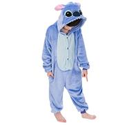 Dolamen Niños Unisexo Onesies Kigurumi Pijamas, Niña Traje Disfraz Animal Pyjamas, Ropa de dormir Halloween Cosplay Navidad Animales de Vestuario (130-140CM (51 "-55"), Stitch)