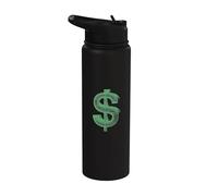 Dólar estadounidense 3D Wireframe - Vintage Money Cash-Flow Lover Stainless Steel Insulated Water Bottle