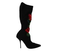 Dolce & Gabbana - Calcetines Elásticos Rosas Rojas Booties - Shoes - Mujer - Negro - 36 1/2 EU -