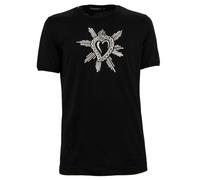 DOLCE & GABBANA Camiseta De Algodón Corazón Sagrado Negro Blanco