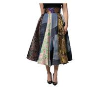 Dolce & Gabbana- Falda Midi de Cintura Alta con Diseño Patchwork- Skirts- Mujer- Multicolor- XS- Falda Midi de Cintura Alta con Diseño Patchwork
