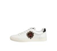 Dolce&Gabbana Hombres Zapatillas Blancas De Cuero Con Corazón Adornado Casual