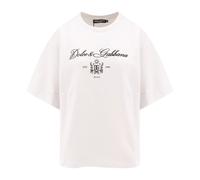 Dolce & Gabbana - Monogram Rib-Coté T-Shirt Logo Print - Tops - Mujer - Blanco - S -