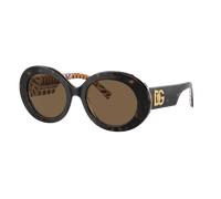 Dolce&Gabbana Mujer Sunglass DG4448 - Color del Marco: Havana sobre Barrow blanco, Color de la Lente: Marrón Oscuro
